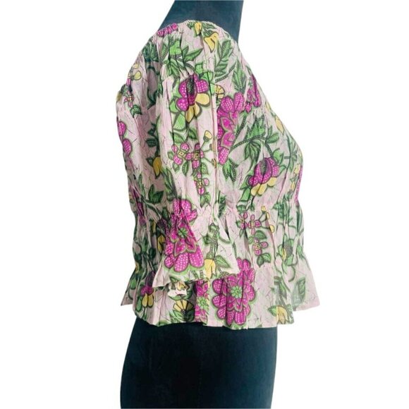 NEW Banjanan Size Large Blouse Floral Off The Shoulder Cora Top Freyja Flower - Picture 4 of 10